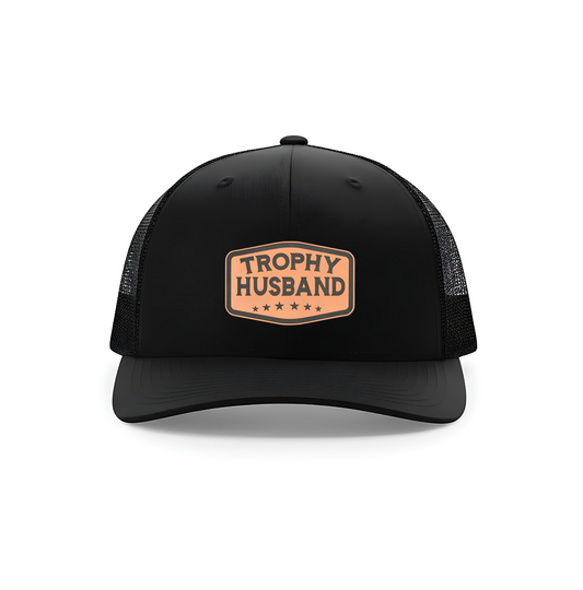 Trophy Husband Leatherette Patch Hat | Richardson 112 Trucker Cap | Funny Husband Gift