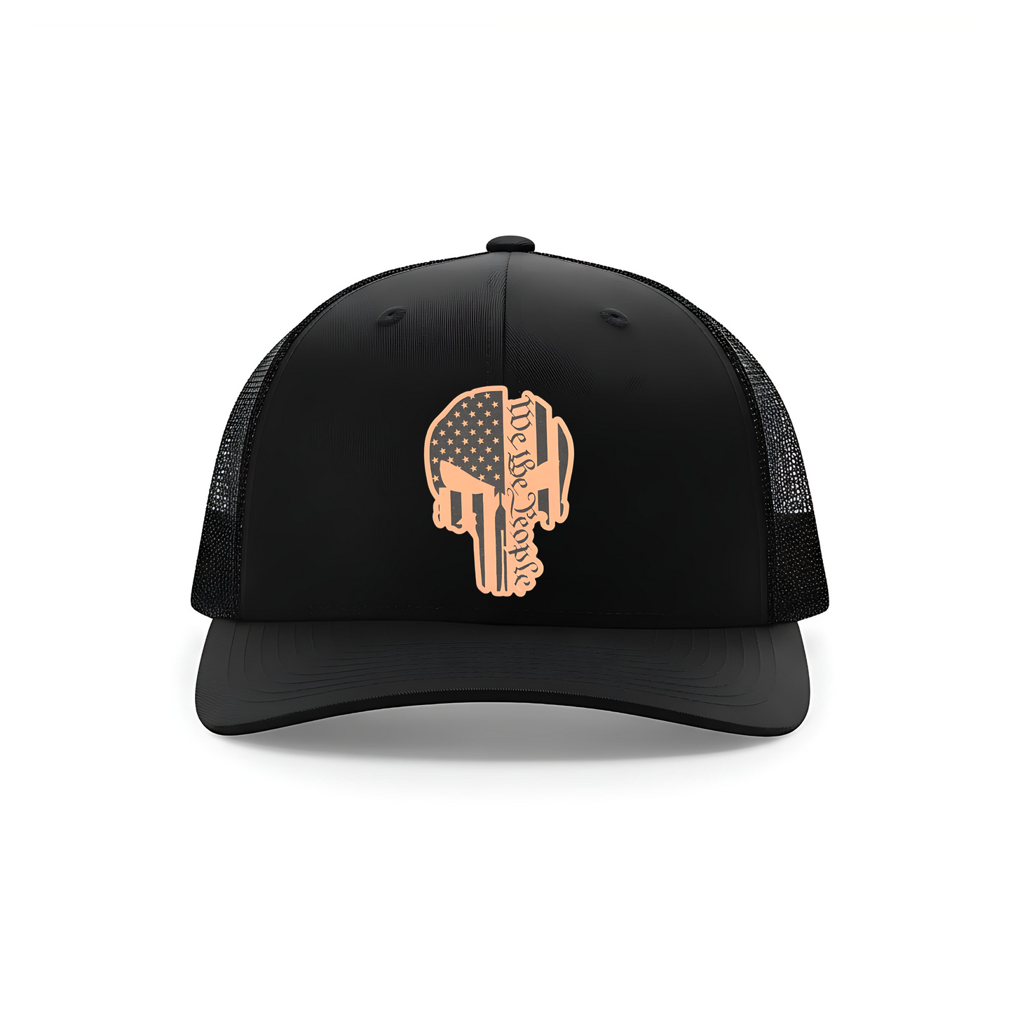 “We The People” Patriotic Skull Leatherette Patch Hat – Richardson 112 Trucker Cap