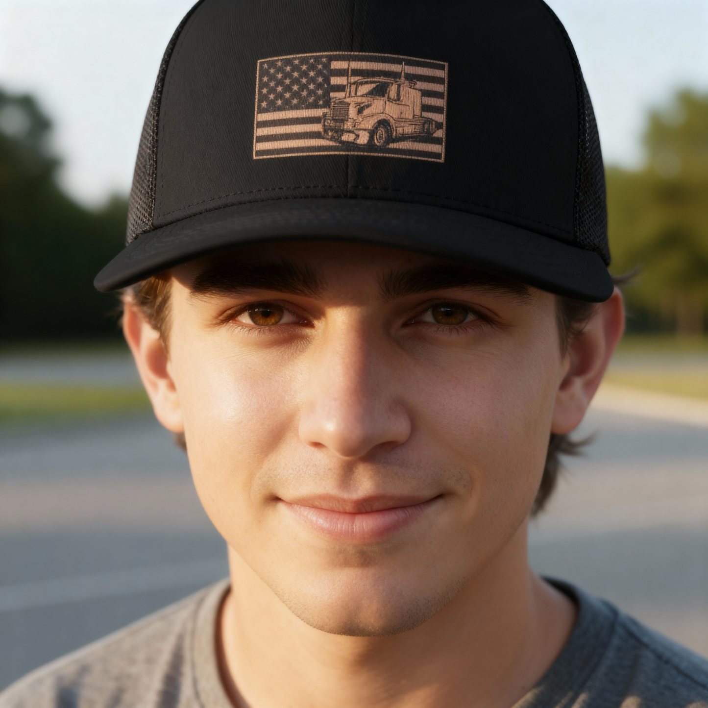 American Trucker Flag Leatherette Patch Hat – Richardson 112 Snapback