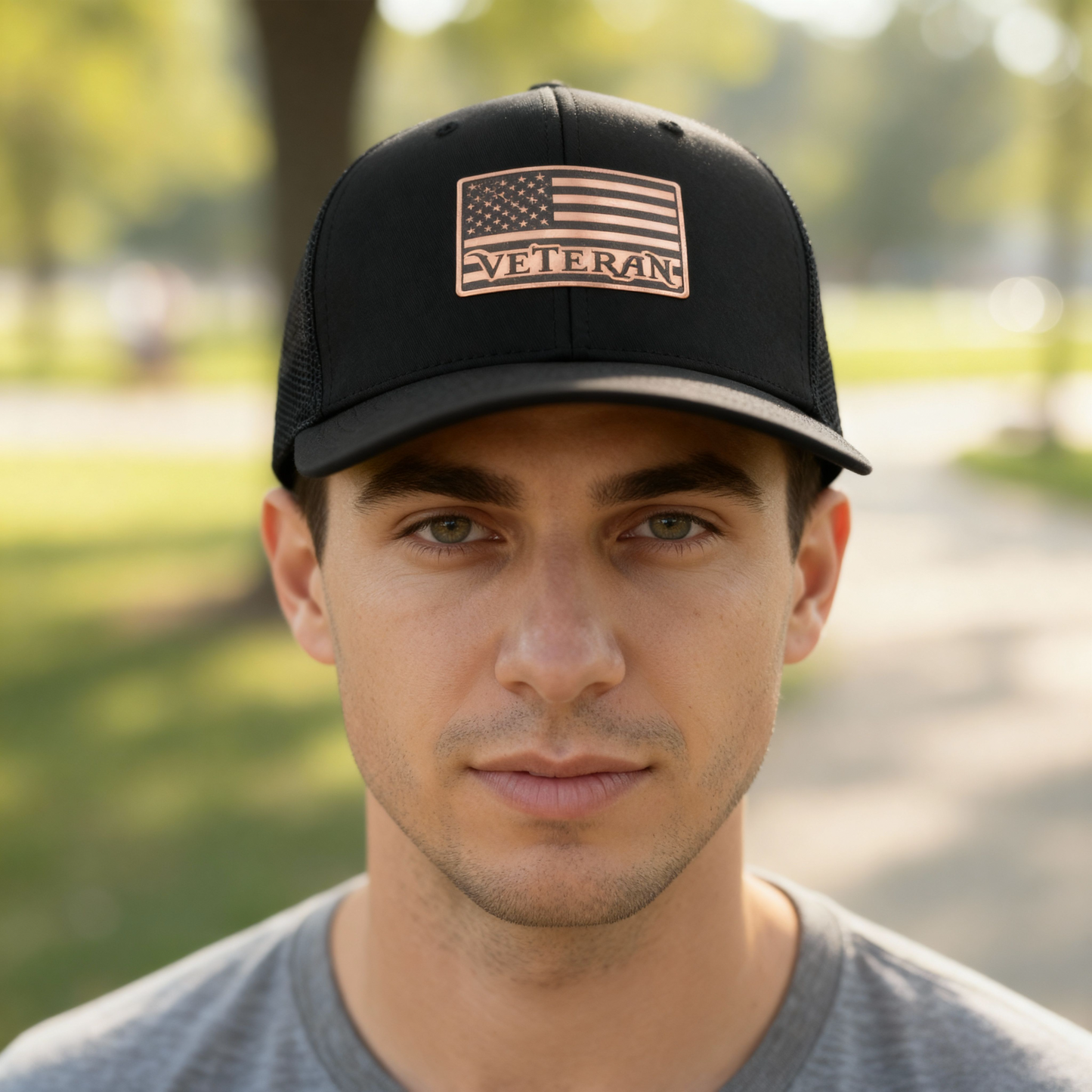 Veteran American Flag Leatherette Patch Hat – Richardson 112 Trucker Cap