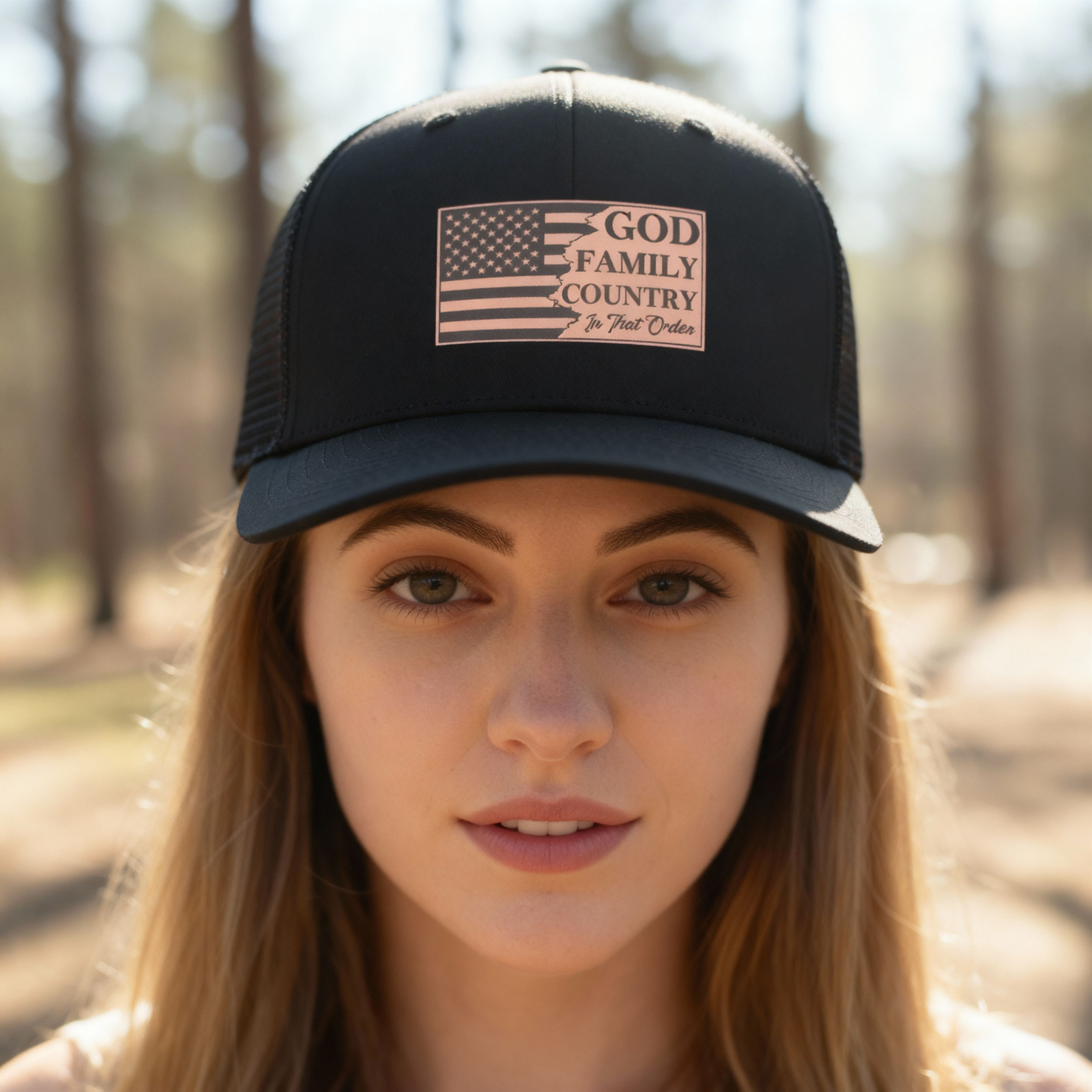 God Family Country Leatherette Patch Hat – Richardson 112 Trucker Cap