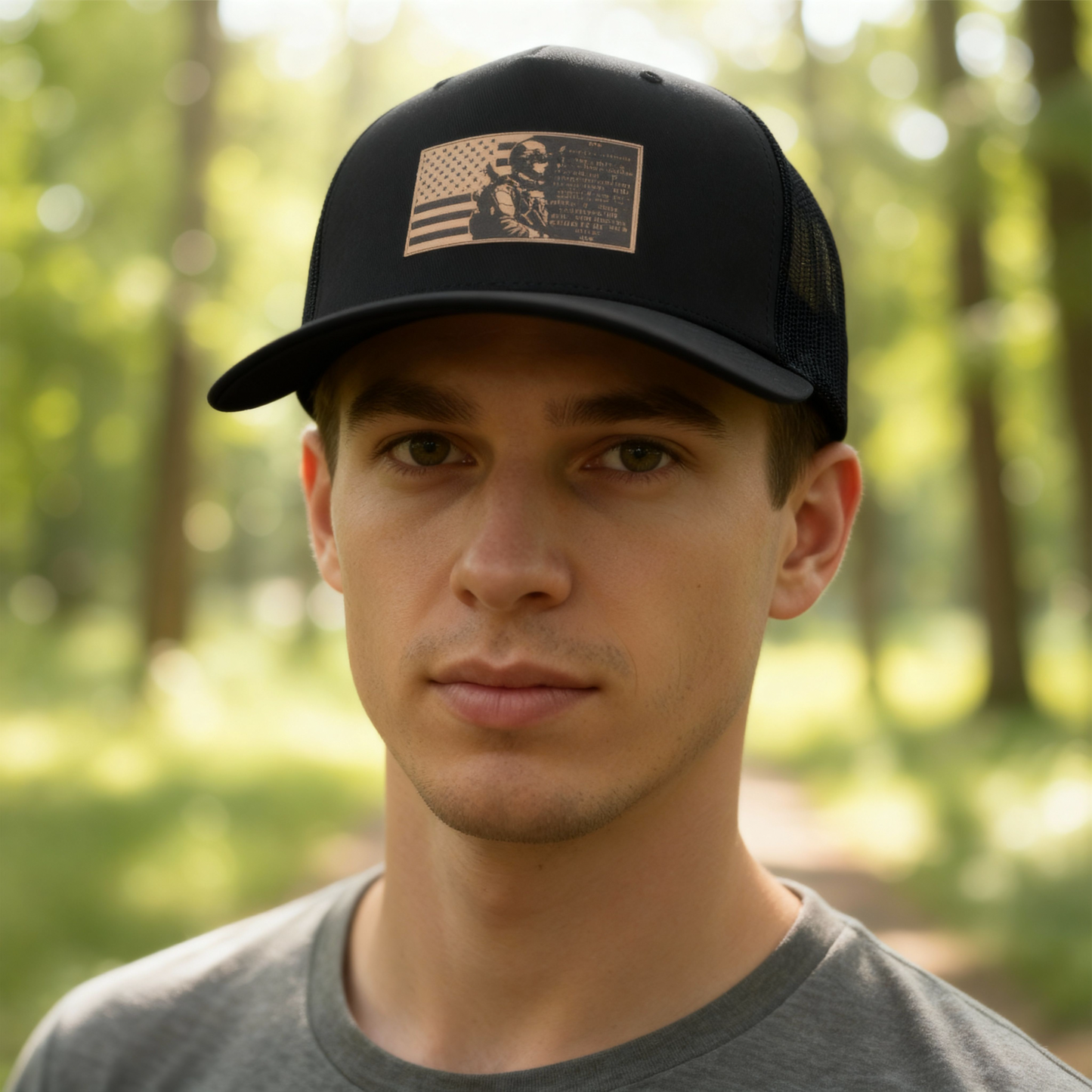 Patriotic Soldier Prayer Leatherette Patch Hat – Richardson 112 Trucker Snapback
