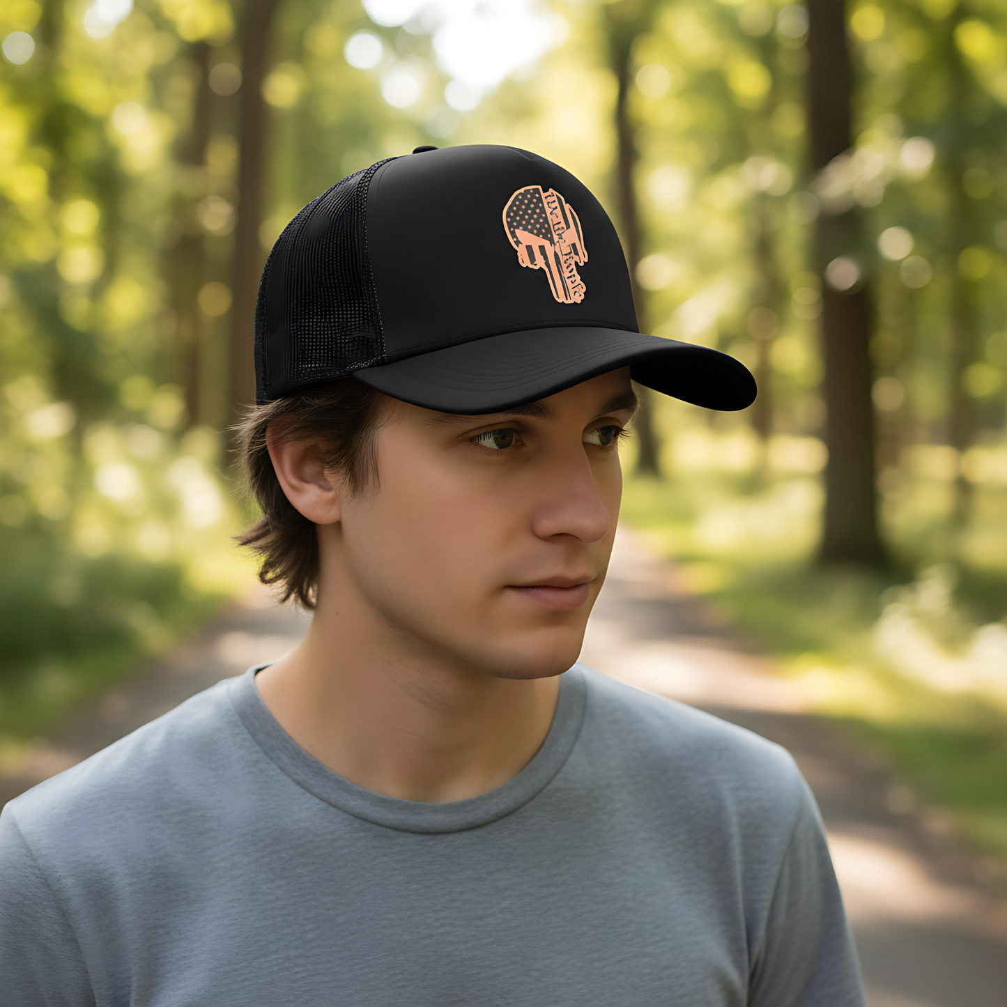 “We The People” Patriotic Skull Leatherette Patch Hat – Richardson 112 Trucker Cap