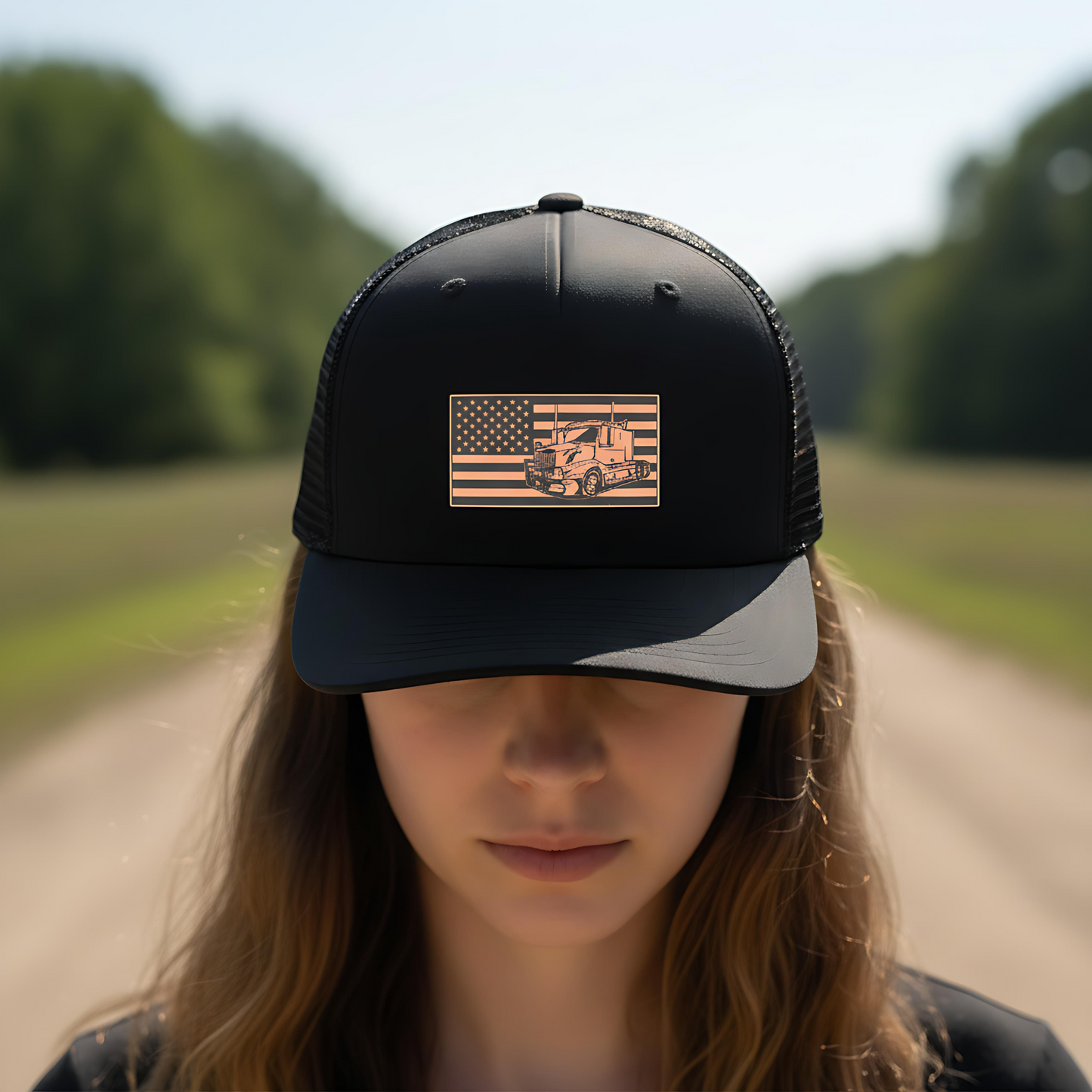 American Trucker Flag Leatherette Patch Hat – Richardson 112 Snapback