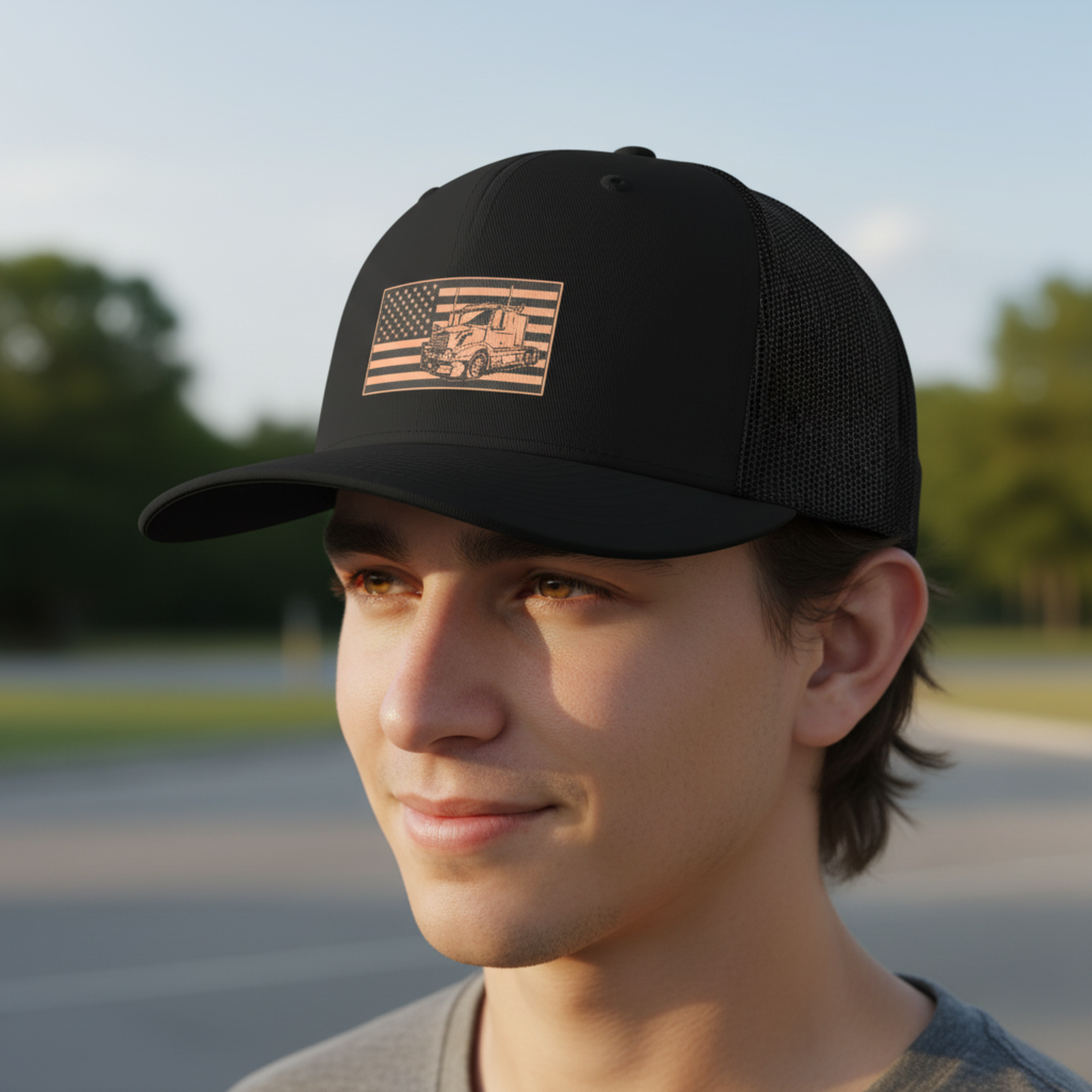 American Trucker Flag Leatherette Patch Hat – Richardson 112 Snapback