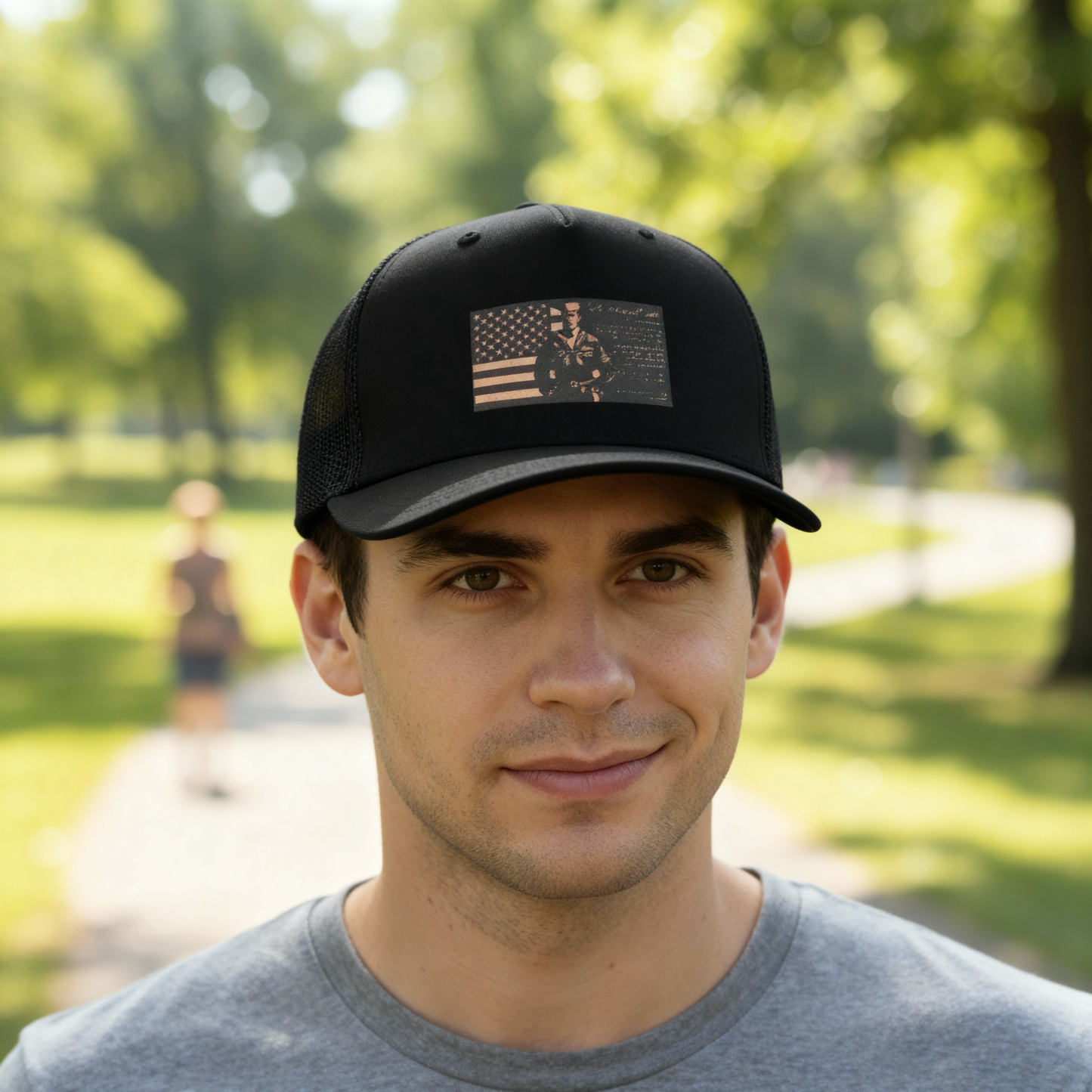 Sailor's Creed American Flag Leatherette Patch Hat – Richardson 112 Trucker Cap