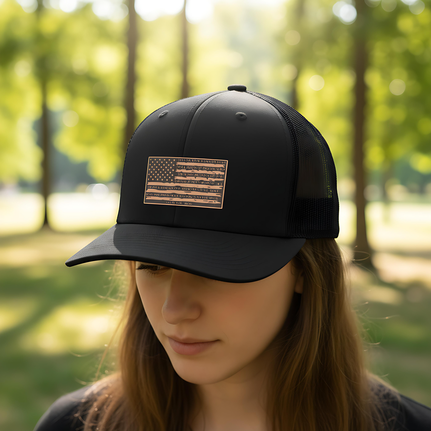 Patriotic Oath American Flag Leatherette Patch Hat – Richardson 112 Trucker Cap