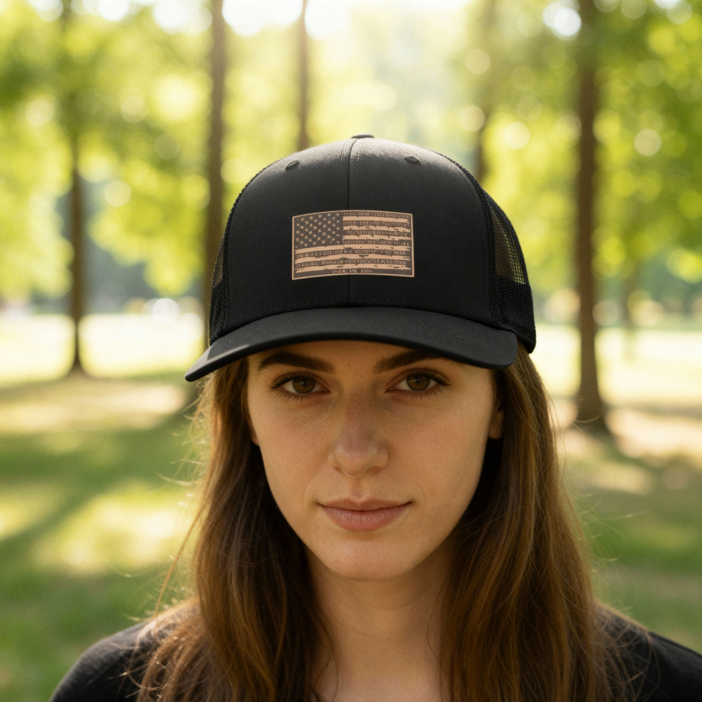 Patriotic Oath American Flag Leatherette Patch Hat – Richardson 112 Trucker Cap
