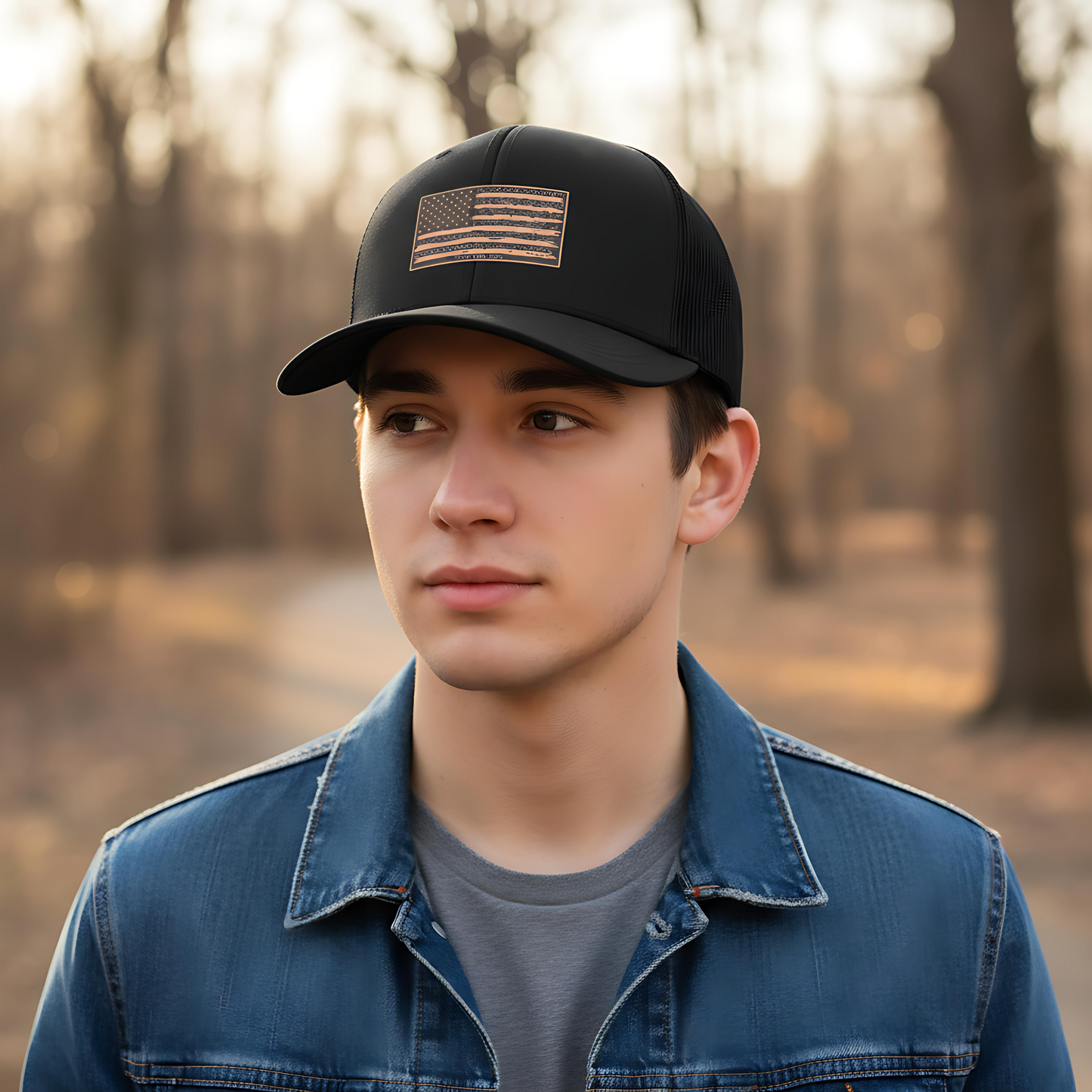 Patriotic Oath American Flag Leatherette Patch Hat – Richardson 112 Trucker Cap