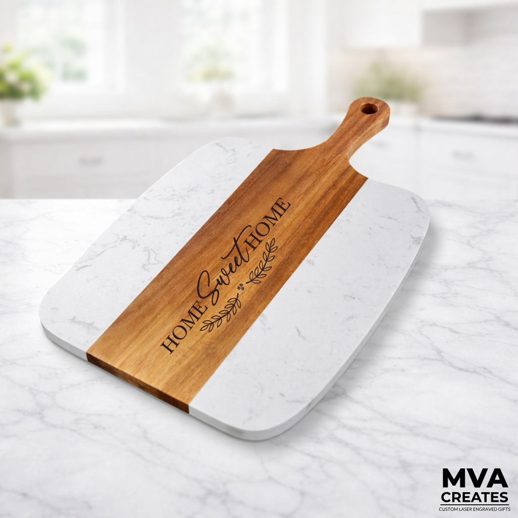 Luxury Realtor Closing Gift Basket Personalized Marble & Wood Set (2 Wine Tumblers)