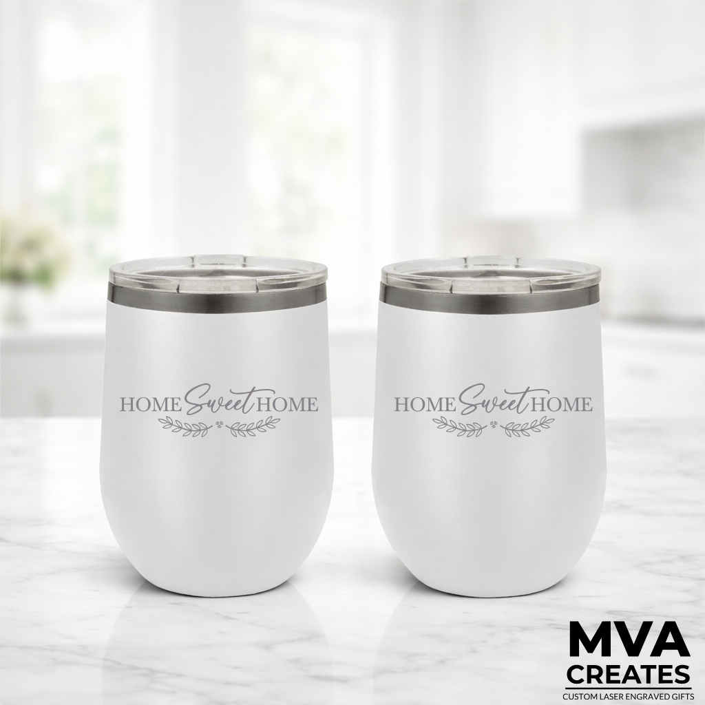 Luxury Realtor Closing Gift Basket Personalized Marble & Wood Set (2 Wine Tumblers)