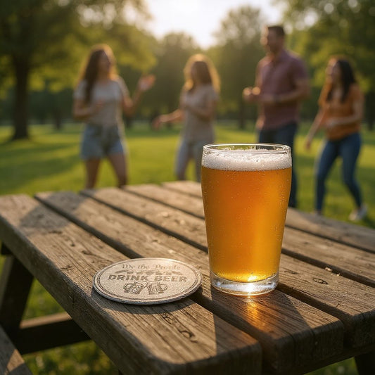 We the People Drink Beer – Laser-Engraved Cork Coaster