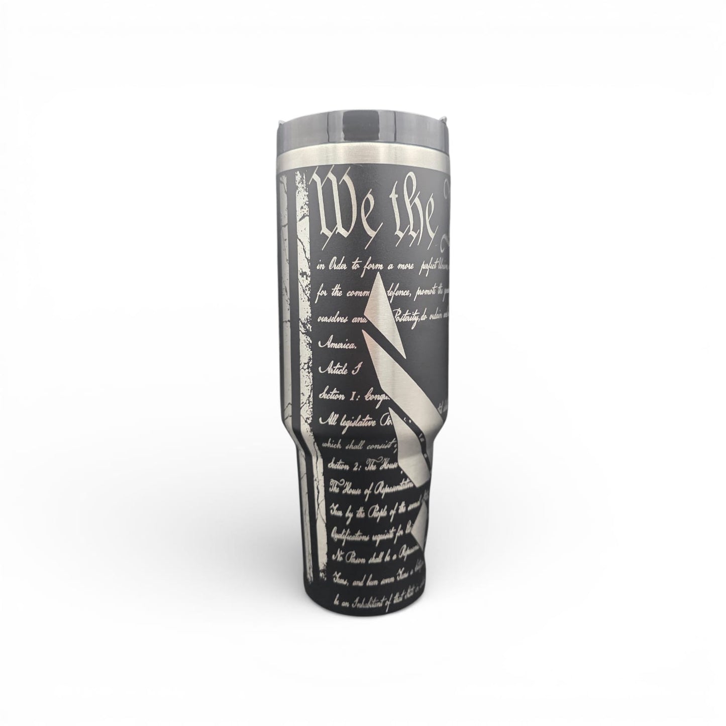 We The People Laser Engraved 40oz Tumbler with Handle (Insulated Stainless Steel)