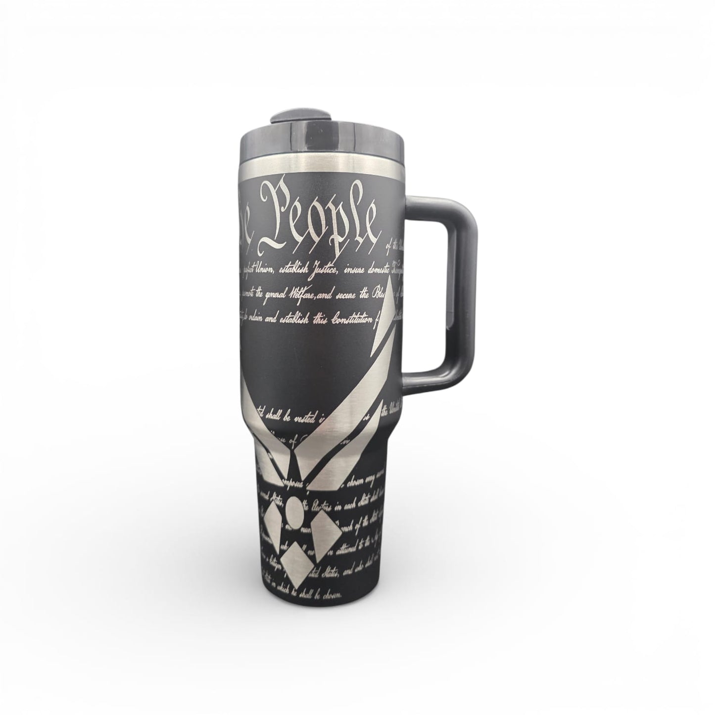 We The People Laser Engraved 40oz Tumbler with Handle (Insulated Stainless Steel)