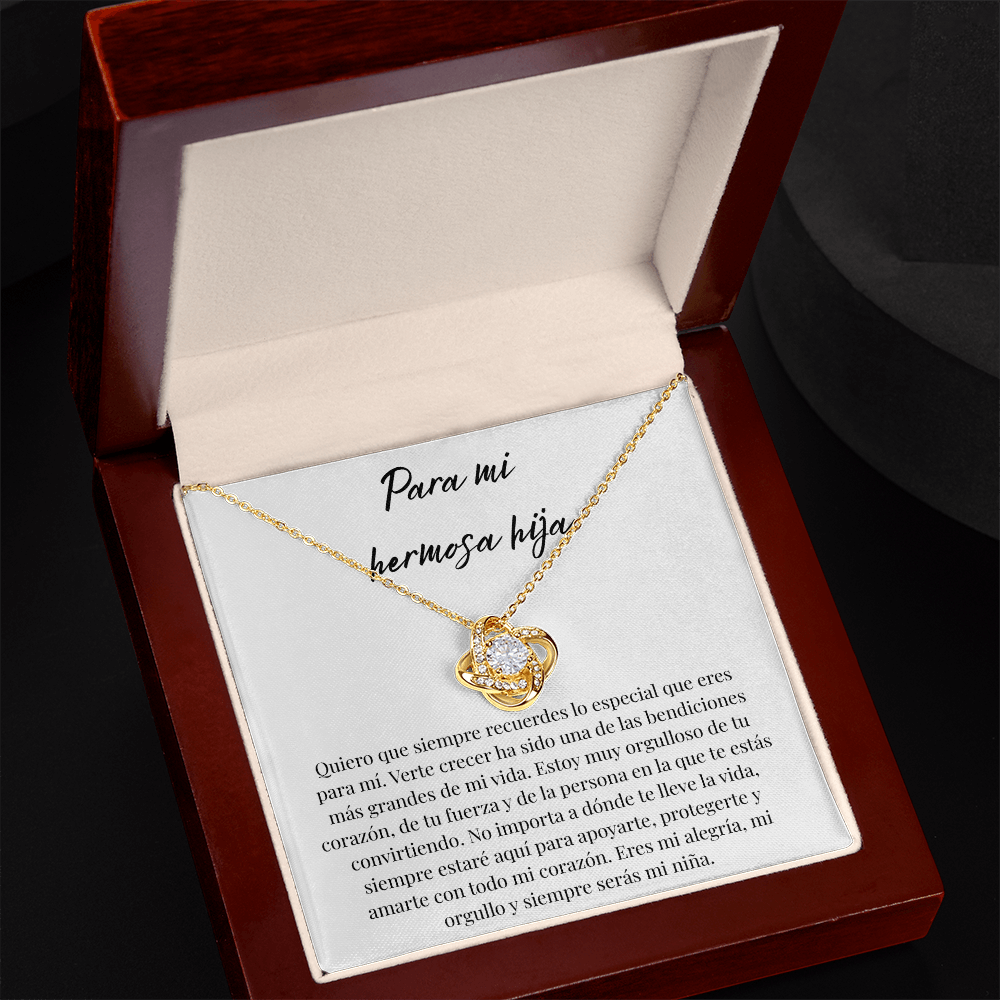 Para Mi Hermosa Hija – Collar Love Knot con Mensaje en Español de Papá
