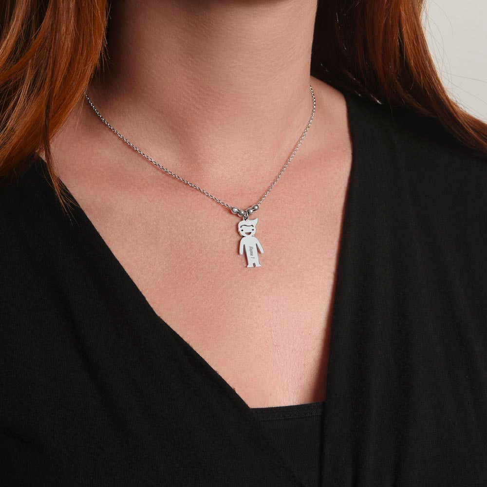 Kid Charm Necklace - Engraved