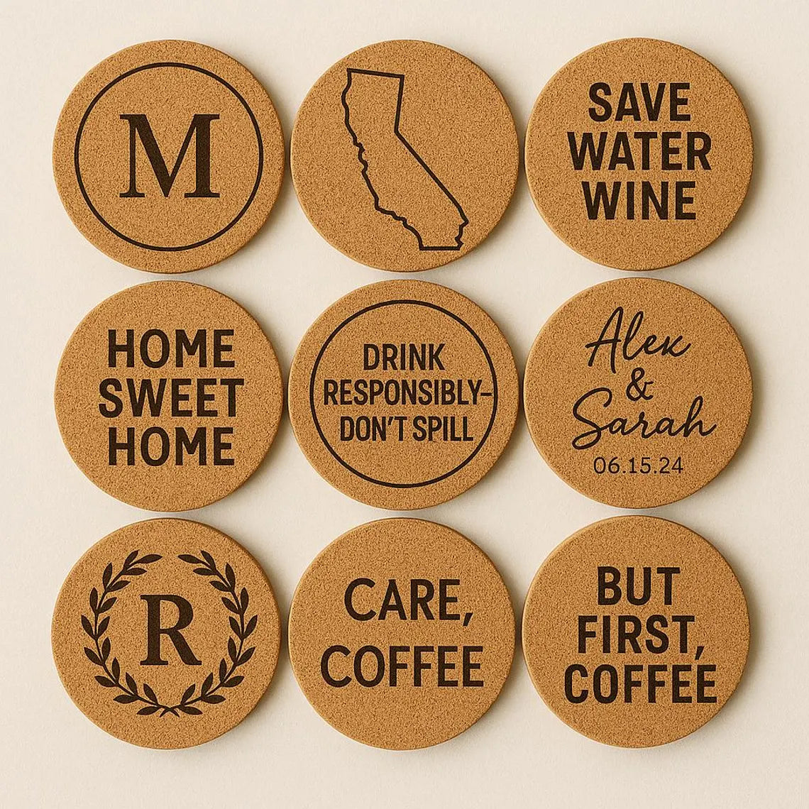 Personalized Cork Coaster: Custom Engraved