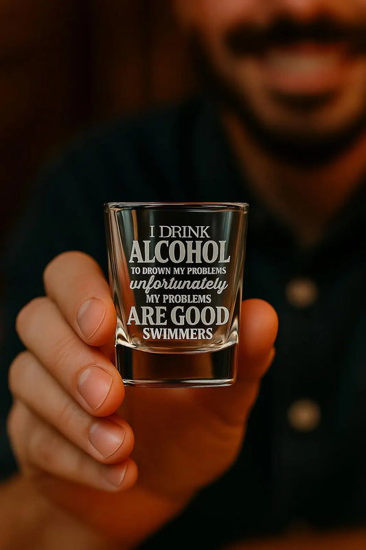 Engraved Shot Glass: Funny Alcohol Quote
