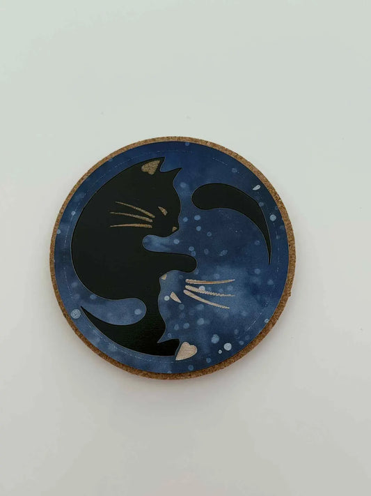 Yin Yang Cat Coasters  – Galaxy  Starry Night Drink Coasters