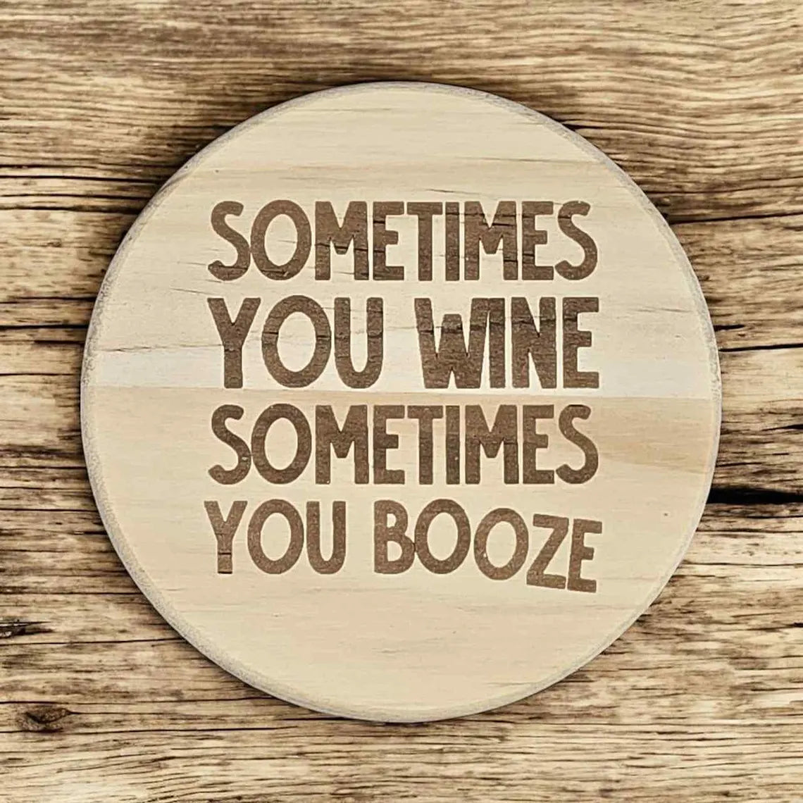 Funny Wine Coaster: Laser Engraved Cork or Wood